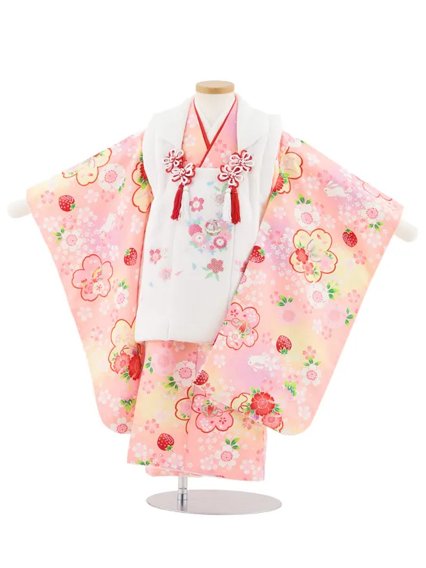 505ag81◎七五三 三歳 女の子 着物&被布 蝶 桜色 蘇芳色◎ 505ag81◎七五三 三歳 女の子 着物&被布 蝶 桜色 蘇芳色◎