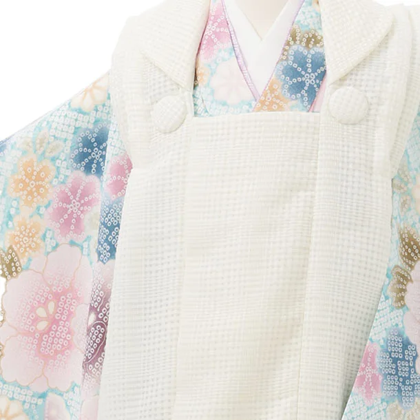 七五三レンタル(3歳被布)S378 オフホワイト×水色疋田柄花 | 着物