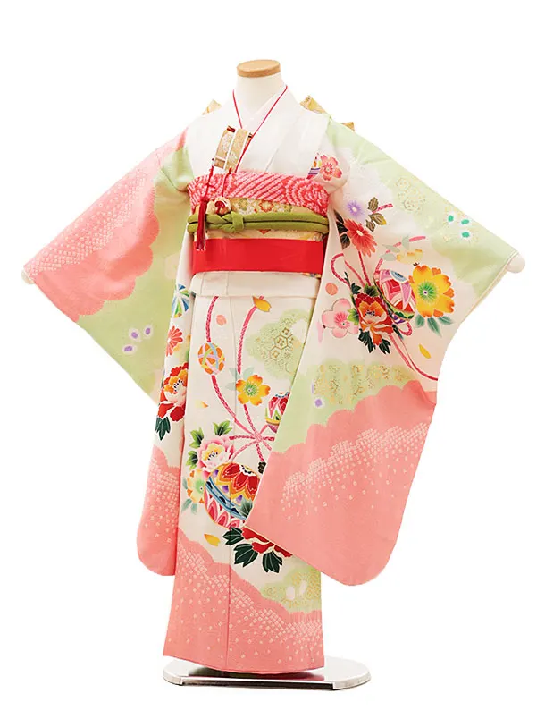 七五三(7歳結び帯)Y596 クリーム地 松竹梅 薬玉 | 着物レンタル