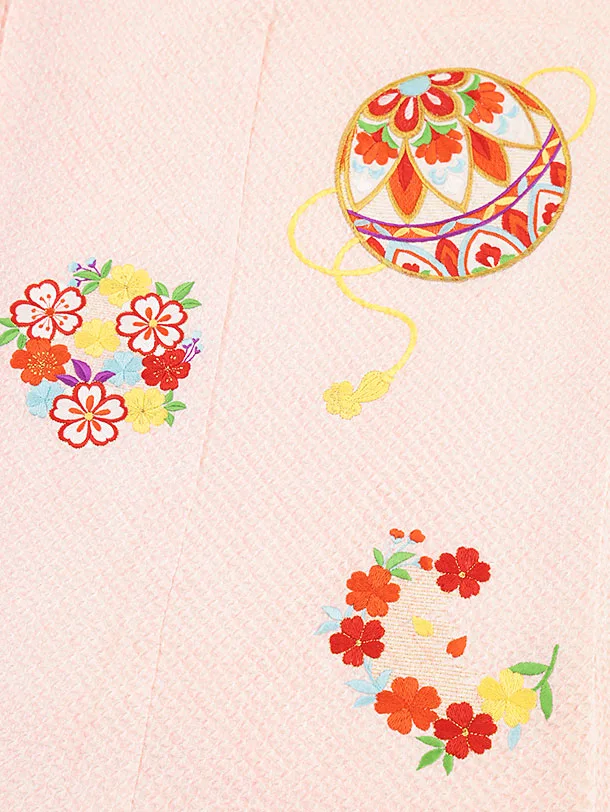 501ag74,お小物類□七五三 七歳 女児 着物&袋帯 総絞り 刺繍 花□ 七五三レンタル(7歳女児袋帯) 7892 高級正絹 水色総絞り 鞠刺繍