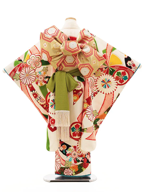 七五三(7歳結び帯)Y224 LOWRYS FARM クリームレトロ熨斗 | 着物