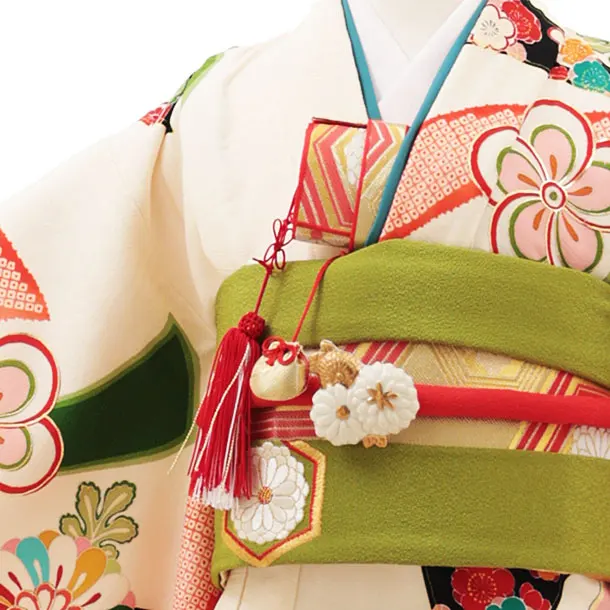 七五三(7歳結び帯)Y224 LOWRYS FARM クリームレトロ熨斗 | 着物