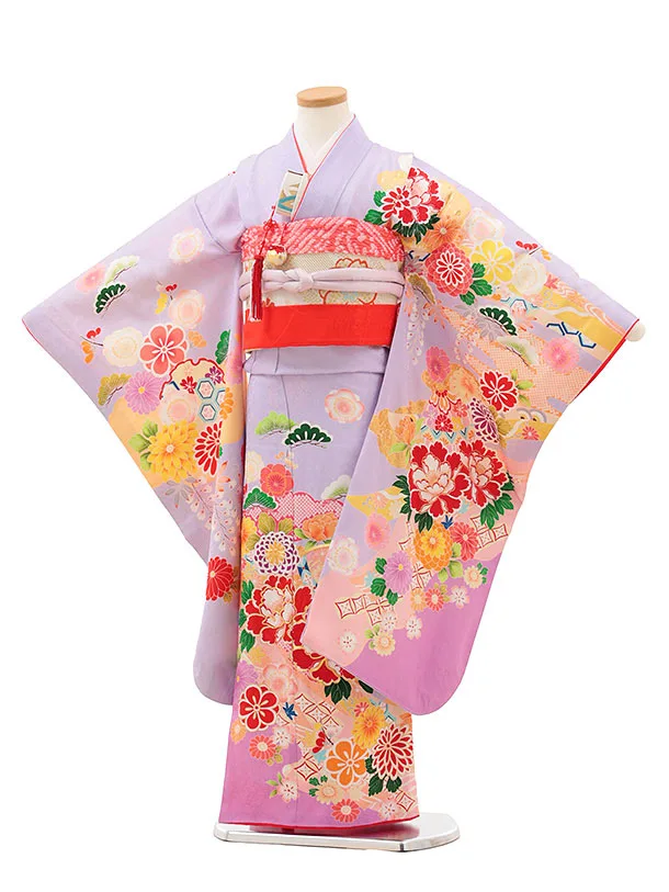 507ag62□七五三 七歳 女児 着物&袋帯(おまけ) 金彩 折鶴 雲取り□ 507ag62□七五三 七歳 女児 着物&袋帯(おまけ) 金彩 折鶴 雲取り