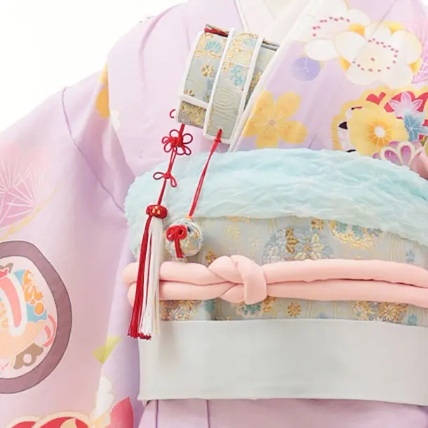 七五三(7歳結び帯)Y289 ラベンダー 裾水色 四季花 | 着物