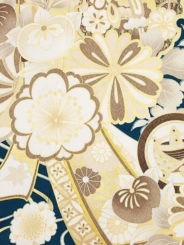 七五三(7歳結び帯)Y316 ブルーグリーン 熨斗に花づくし | 着物