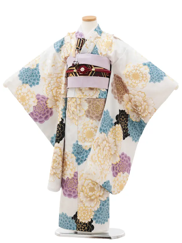 七五三(7歳結び帯)Y545 花わらべ 白 古典花
