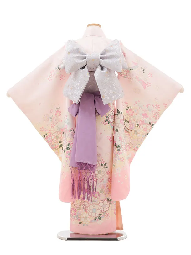 407ag19■七五三 七歳 アンティーク着物&開き帯 鞠 結び紐■良好 七五三レンタル(7歳女児袋帯) 最高級正絹 7742 手描き友禅