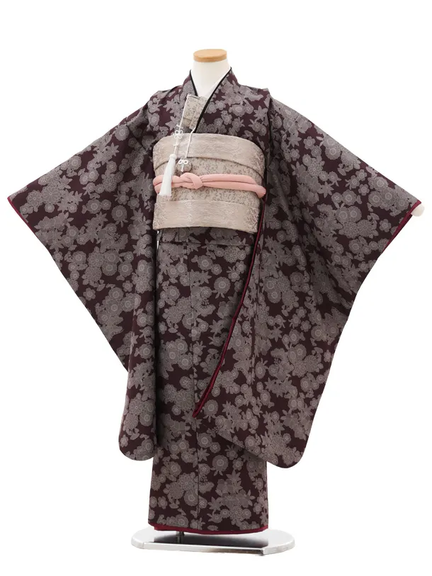 七五三(7歳結び帯)Y556 ブラウン 小花