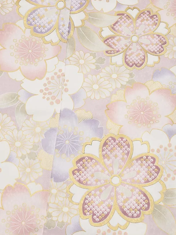 七五三(7歳結び帯)Y557 ペールパープル 桜 | 着物レンタルの京都