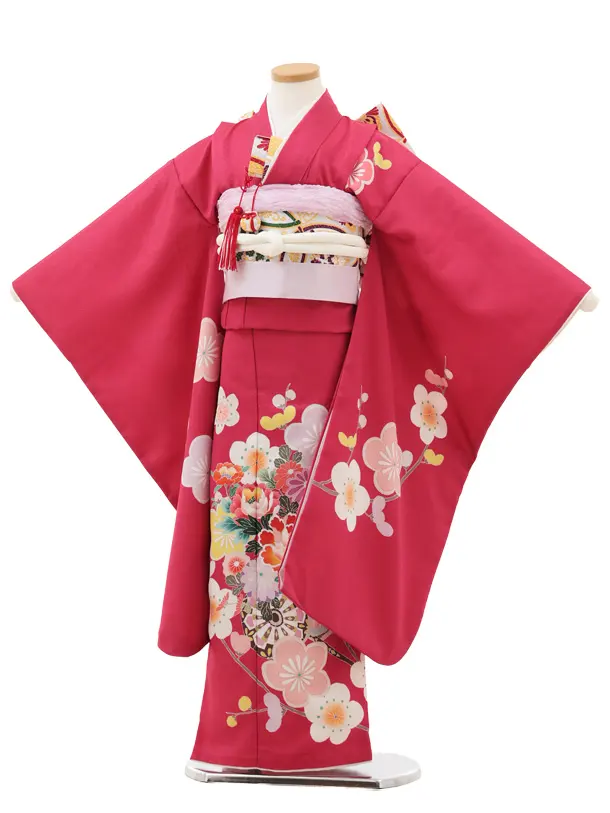 七五三(7歳結び帯)Y577 チェリーピンク 花車