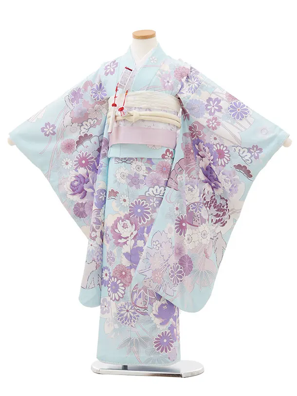 七五三 七歳 帯 女の子 七五三レンタル(7歳女結び帯)Y046 水色 アリス | 着物レンタルの