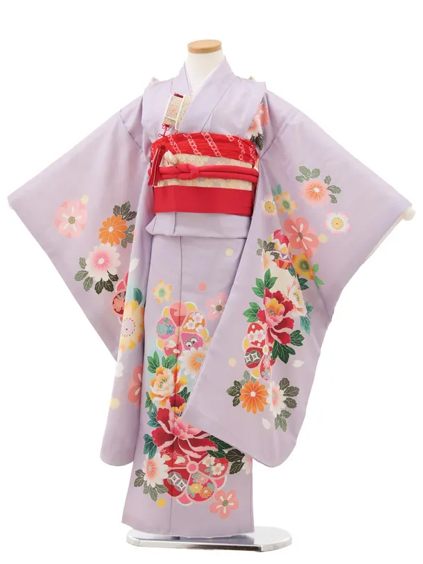 七五三(7歳結び帯)Y613 薄紫 花車