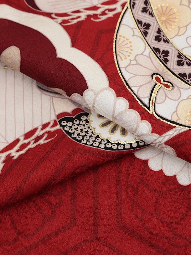アンティーク 七五三 五歳〜七歳 着物 帯 小物一式 フルセット 菊花紋 正絹 ren-7ks0078_1.jpg
