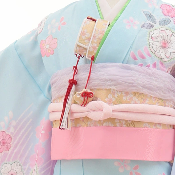専用です☆薄いブルー、紫に辻が花が美しい着物に作り帯☆七五三フルセット 専用です☆薄いブルー、紫に辻が花が美しい着物に作り帯☆七五三