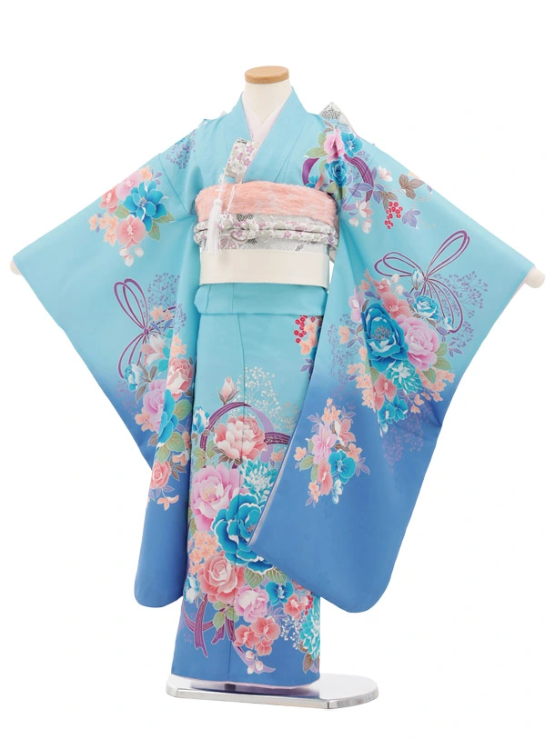 七五三(7歳)Y747 Shinako Collection 水色 花ﾘﾎﾞﾝ