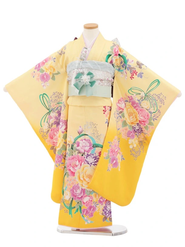 七五三(7歳)Y748 Shinako Collectionｲｴﾛｰ花ﾘﾎﾞﾝ