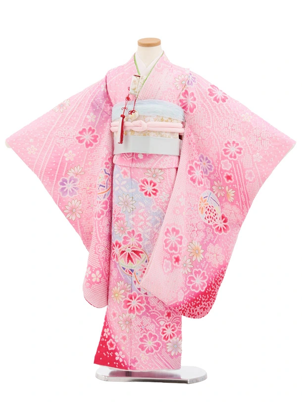七五三(7歳結び帯)Y886 ピンクぼかし まり桜