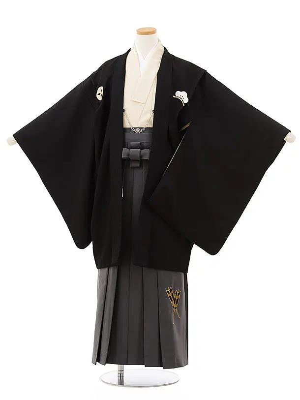 卒業式袴男子 成人式卒業式袴ﾚﾝﾀﾙ(男)D041ｴﾝｼﾞ色刺子紋付 | 着物レンタルの