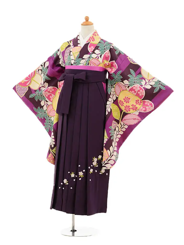 小学生卒業式袴レンタル（女の子）9149 紫地橘×ﾊﾟｰﾌﾟﾙ袴 | 商品詳細