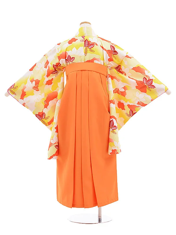 小学生 卒業式 袴レンタル（女の子）9588黄色桐×ｵﾚﾝｼﾞ袴 | 着物