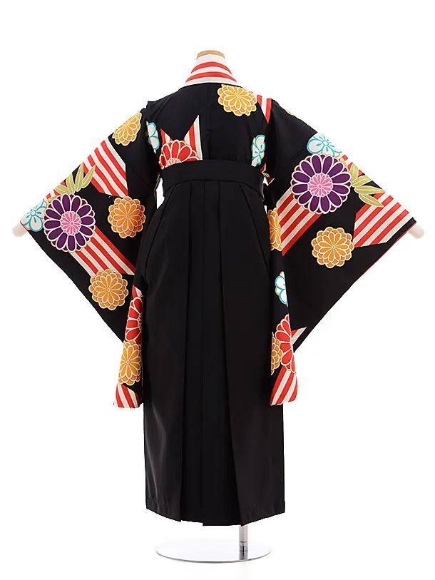 卒業式　袴　女の子　小学生　黒猫柄 楽天市場】着物袴セット 猫 柄 ジュニア用 145cm〜154cm 卒業式