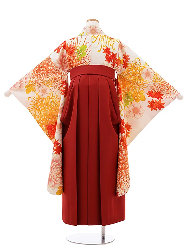 サボテン すのチル 服 着物 和服 袴 小学生女卒業袴Z058ちはやふる×JAPANSTYLEｸﾘｰﾑ乱菊×ｴﾝｼﾞ袴