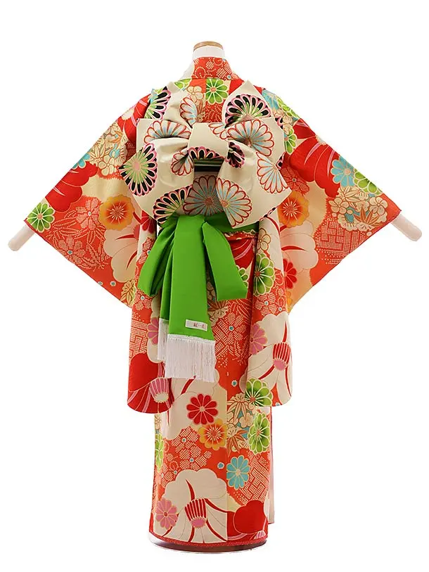 ｼﾞｭﾆｱ着物 z083 JAPANSTYLE(着物のみ） ｵﾚﾝｼﾞ地 椿 | 着物