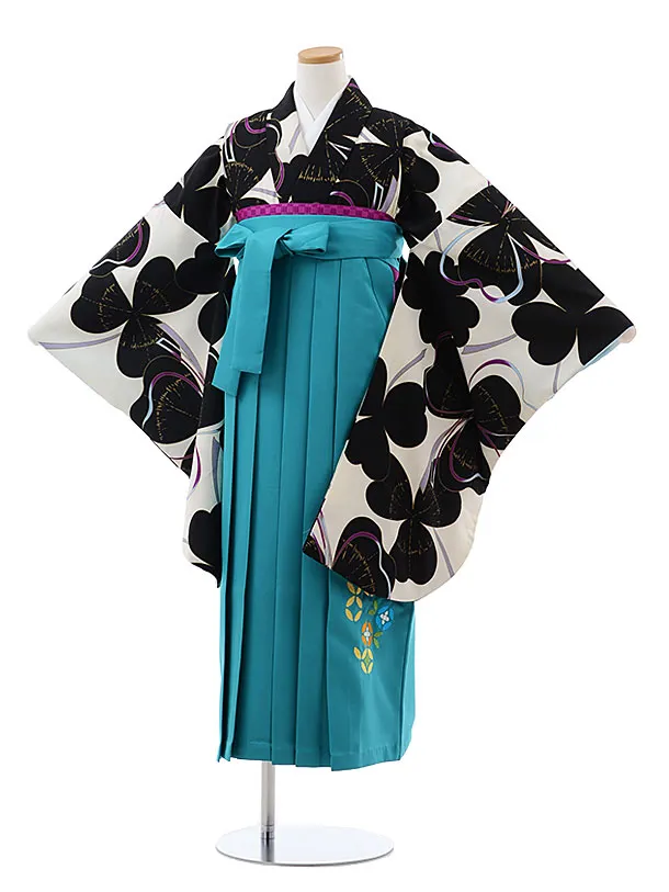 卒業袴ﾚﾝﾀﾙ Z135 白地 ｸﾛｰﾊﾞｰxﾀｰｺｲｽﾞ袴 | 着物レンタルの京都