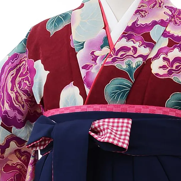 美品 7歳 メゾピアノ 袴 フリル ボルドー mezzo piano 卒園袴セット/女の子/Mezzo Piano/07-228IM/70