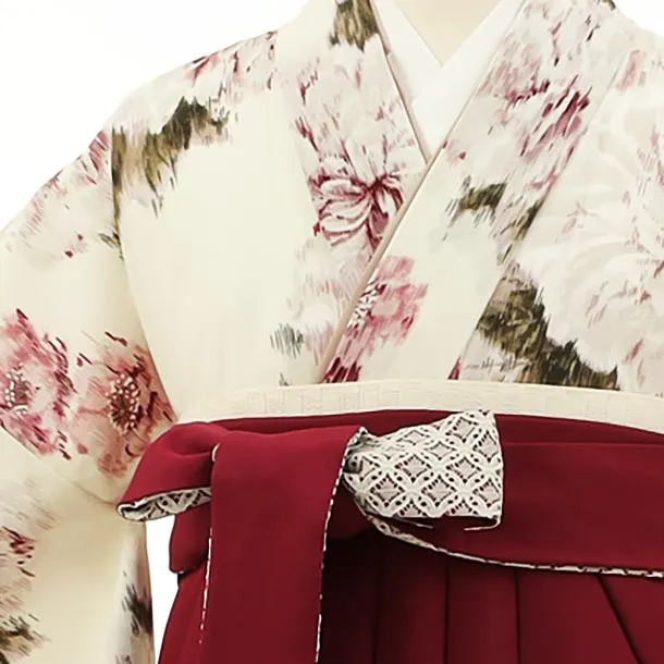 小学生袴ﾚﾝﾀﾙZ183 JAPANSTYLEアンティークローズ芍薬xワイン袴