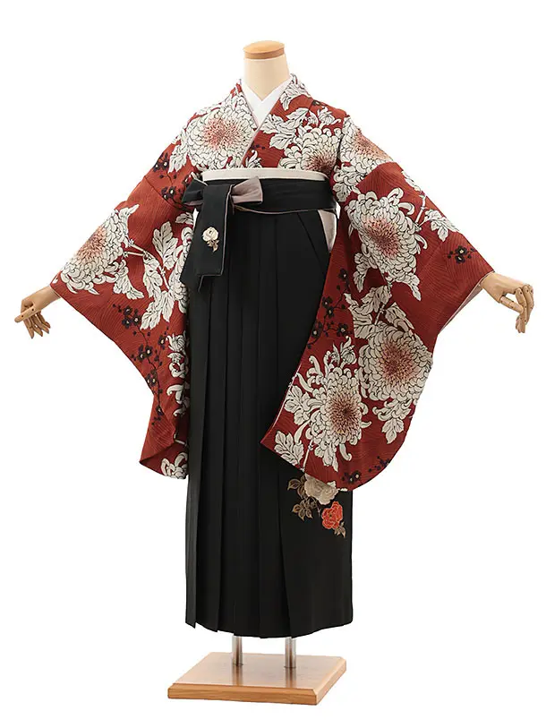 小学生卒業式袴(女の子) Z423 そしてゆめ テラコッタ乱菊×黒