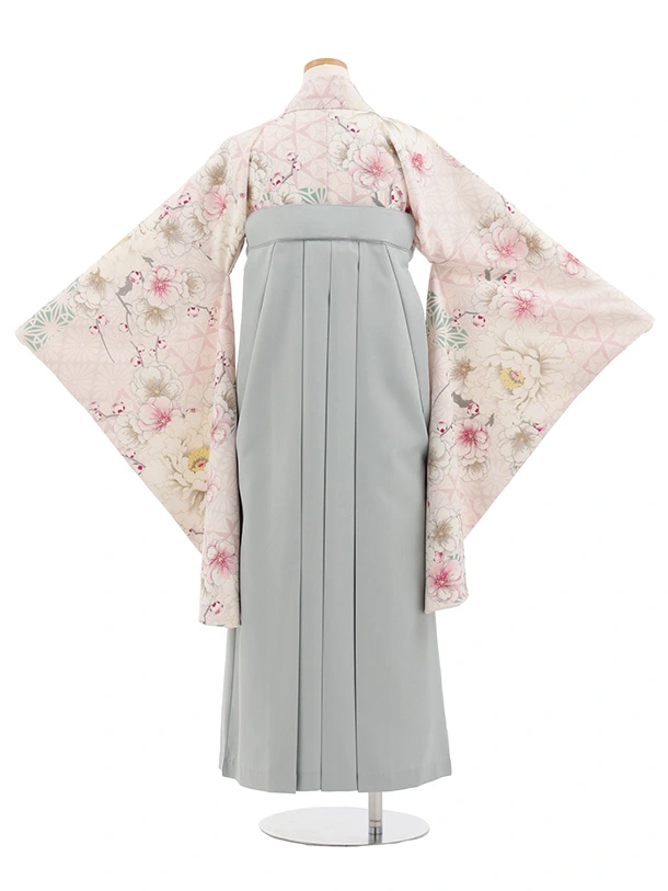 小学生卒業式かんたん袴(女の子) Z805 ジャパンスタイル淡パープル花