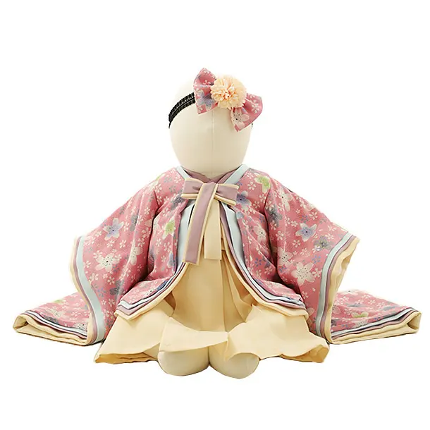 女児【100日～1歳用】0142 ピンククリーム十二単衣風/一体型