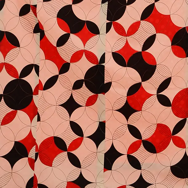 ７歳　１３６赤の小紋柄 牡丹＊オレンジ 橙 花 大柄 アンティーク小紋着物 A549 | kimono