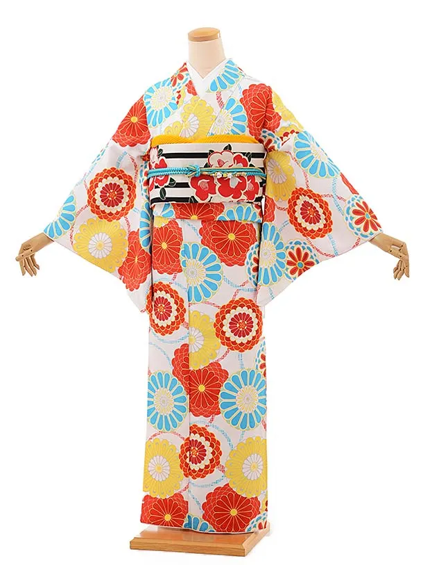 小紋　着物　フルセット　鳥　モノトーン　白黒　ポリ　B1 小紋 着物 フルセット 鳥 モノトーン 白黒 ポリ B1