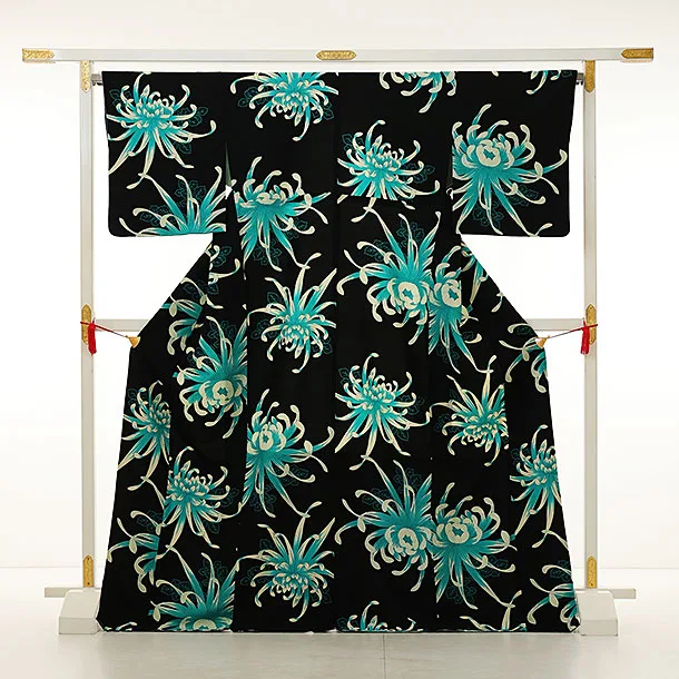 未着用　黒地　菊花　鈴　菱　着物　帯　005k 未着用 黒地 菊花 鈴 菱 着物 帯 005k - メルカリ