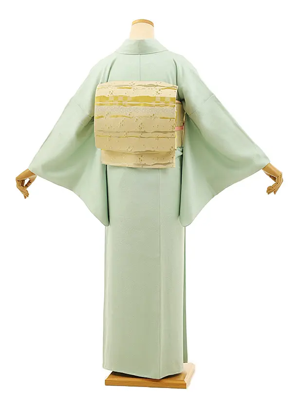 色無地レンタル881 ひわ色優彩六勝文 | 着物レンタルの京都