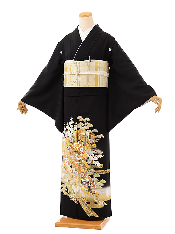 留袖 レンタル Q4-86 桂由美 金彩熨斗扇御所車 | 着物レンタルの京都 