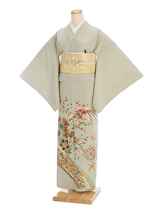 色留袖レンタル523うぐいす鳳凰 | 着物レンタルの京都かしいしょう