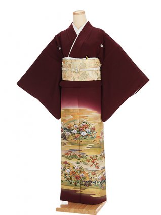 色留袖レンタル585葡萄色 | 着物レンタルの京都かしいしょう
