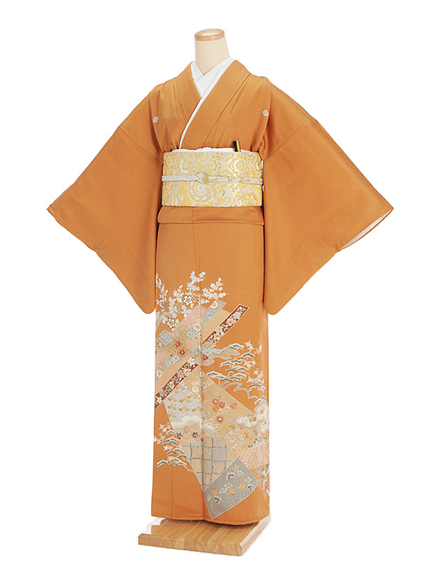色留袖レンタル418薄あずき色地金彩柄 | 着物レンタルの京都かしいしょう