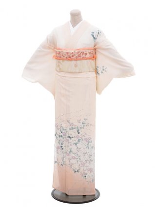 夏訪問着t0021薄ﾋﾟﾝｸ地白椿(化繊（絽）) | 着物レンタルの京都かしい 
