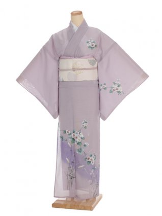 b792 化繊 絽 単衣 夏用 瓢箪 藤紫 美品 洗える着物 浴衣/水着 大量