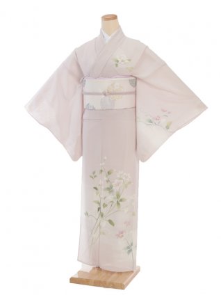 夏訪問着 絽 t0083薄ﾋﾟﾝｸ花（正絹） | 着物レンタルの京都かしいしょう