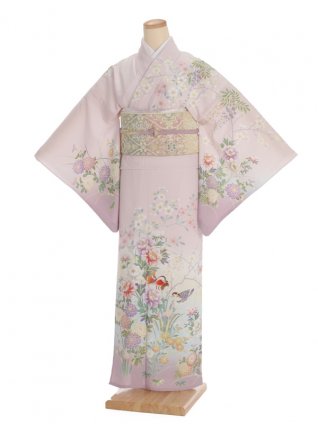 夏訪問着 単衣 t0088 JAPAN STYLE ﾋﾟﾝｸ紫ぼかし花(化繊) | 着物 