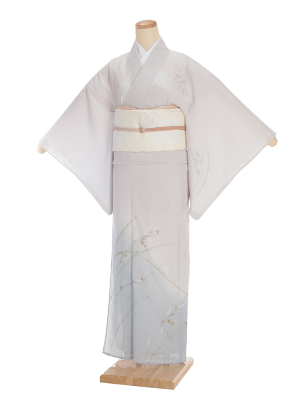 夏訪問着 絽 t562 ｸﾞﾚｰ地 水草(化繊) | 着物レンタルの京都かしいしょう