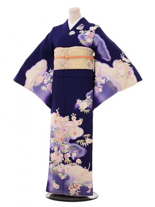 訪問着ﾚﾝﾀﾙt641 乙葉 青紫地 菊 | 着物レンタルの京都かしいしょう