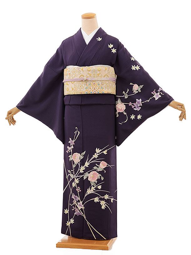 訪問着ﾚﾝﾀﾙ794 加賀友禅 吉本大輔 紫地 風光る | 着物レンタルの京都 