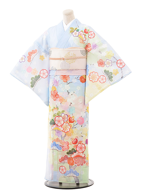 夏訪問着 絽 t967 JAPAN STYLE 絽 水色 七宝桜(化繊) | 着物レンタルの 