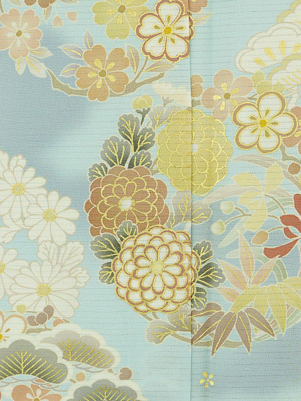 夏訪問着 絽 t968 JAPAN STYLE 絽 水色 四季花(化繊) | 着物レンタルの 